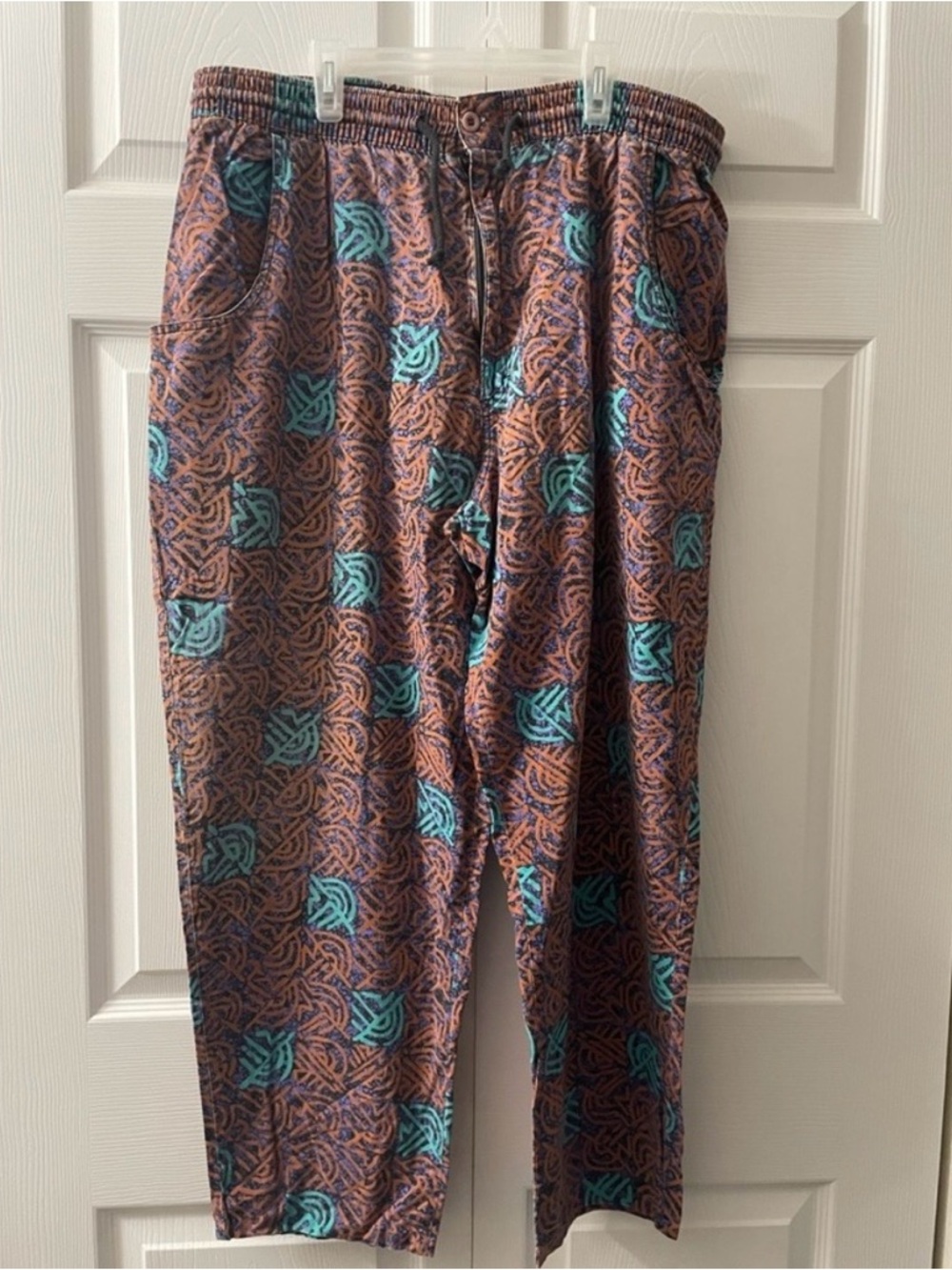 Casual Brown & Teal Printed Jogger Pants